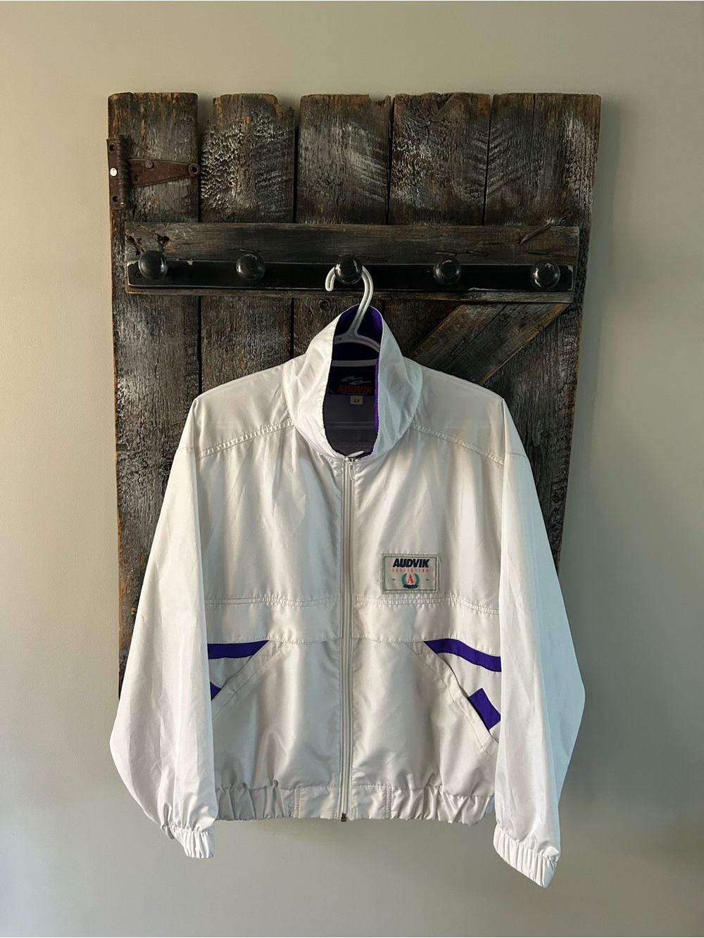 Men's Vintage Audvik White & Purple Windbreaker Jacket